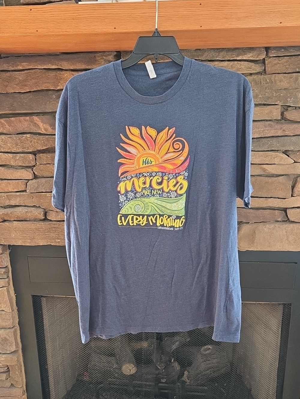 Love in Navy Graphic Tee with Yellow & Orange Sun Artwork